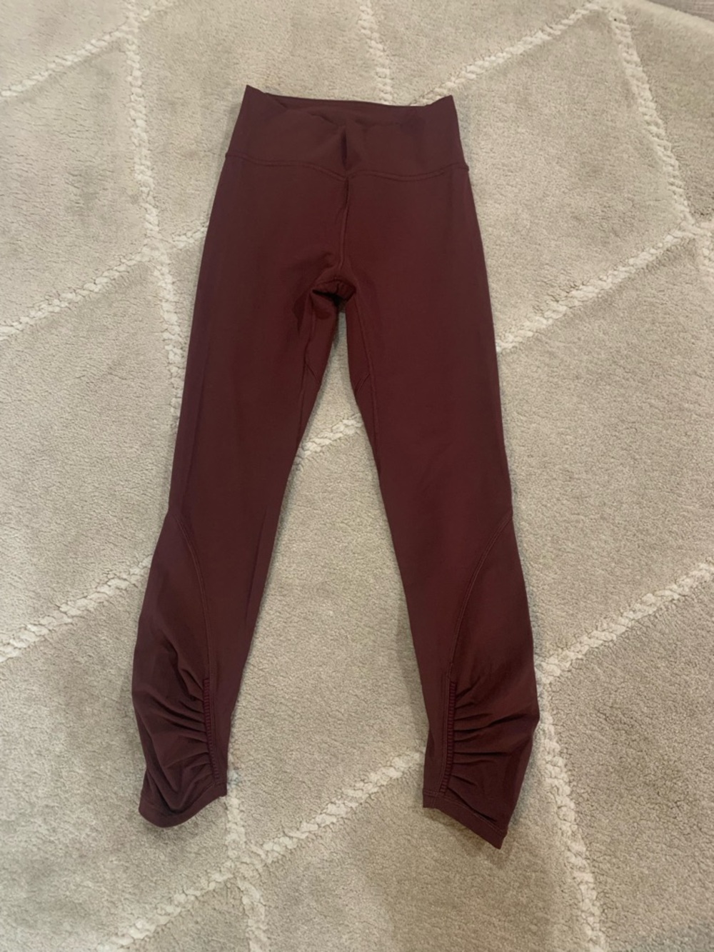 lululemon Burgundy Ruched Hem Leggings